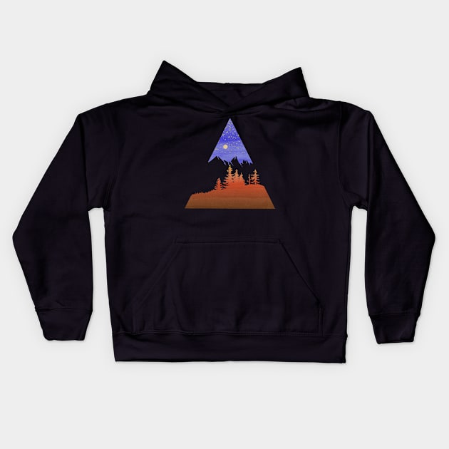 Dramatic mountain and forest scene - Starry Sky Kids Hoodie by AtlasMirabilis